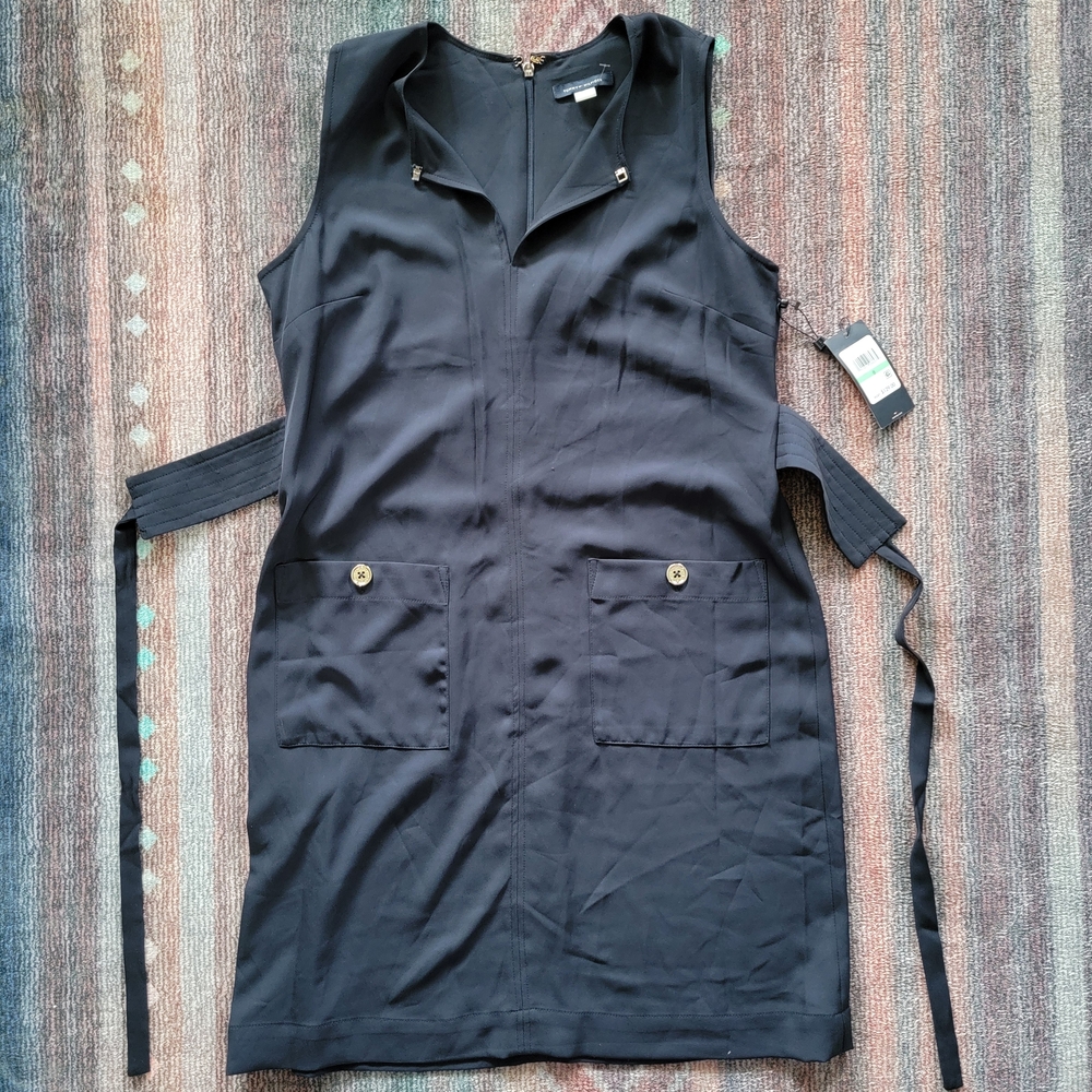 Tommy Hilfiger Sleeveless Black Utility Dress with Front Pockets Size 8